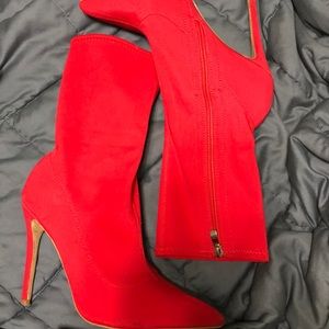 Red Zip up Neoprene Ankle Booties
